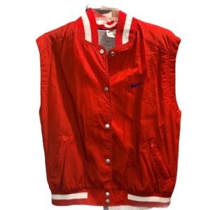 Nike Red Vest with White Stripes & Zipper Vest